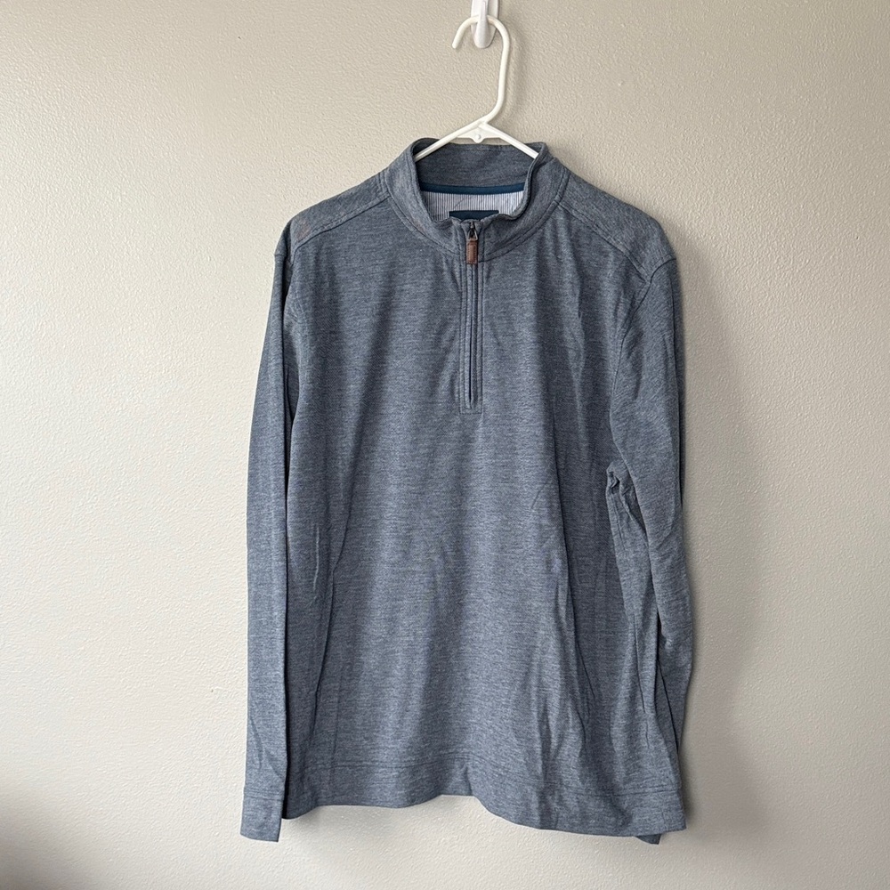 Fairlane Men’s Performance Pique Quarter Zip Pullover Blue Gray XL